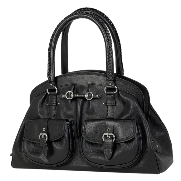 Christian Dior Logo Handbag Leather Black - Picture 1 of 7